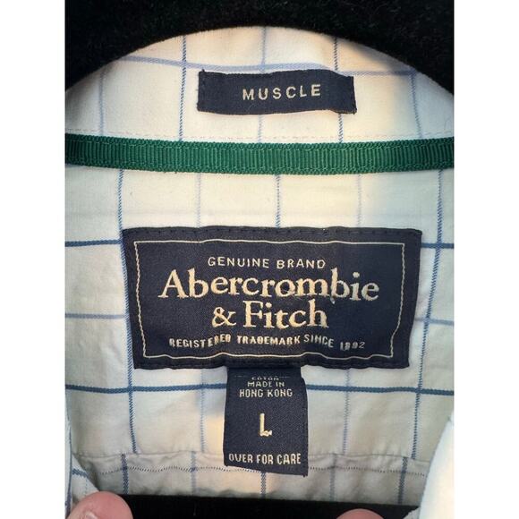 Abercrombie & Fitch Men’s Vintage Y2K White button down muscle size Large - Picture 2 of 6